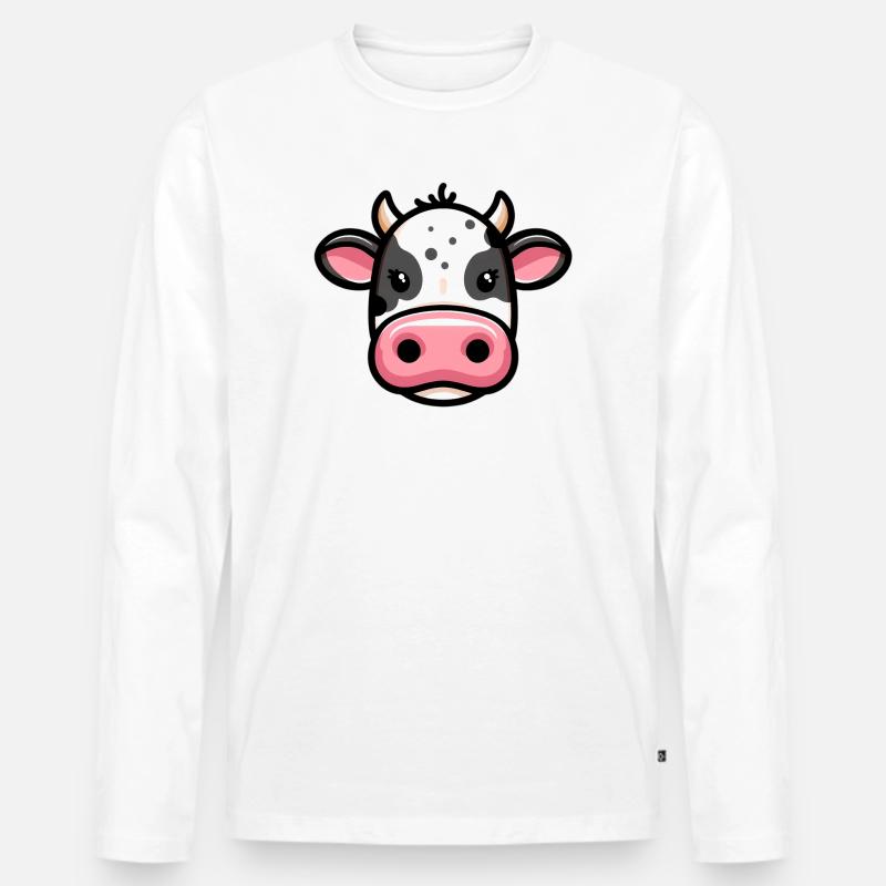Mucca - Maglia a manica lunga ecologica premium da uomo - bianco