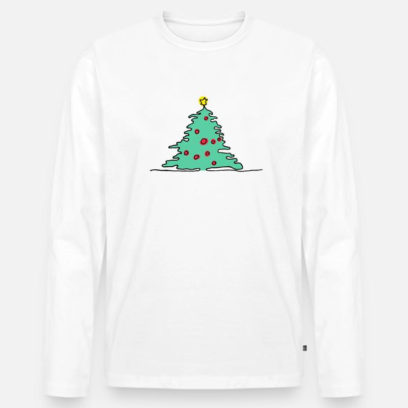 Christmas tree green - Männer Premium Bio Langarmshirt - Weiß