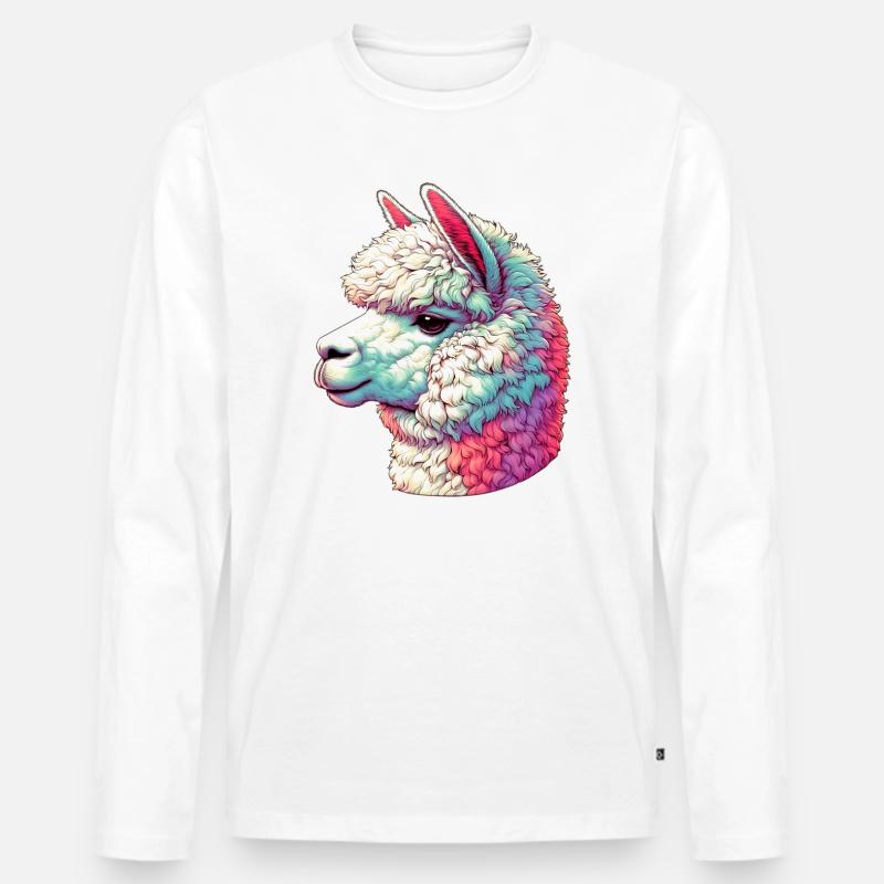 Alpaka - Männer Premium Bio Langarmshirt - Weiß