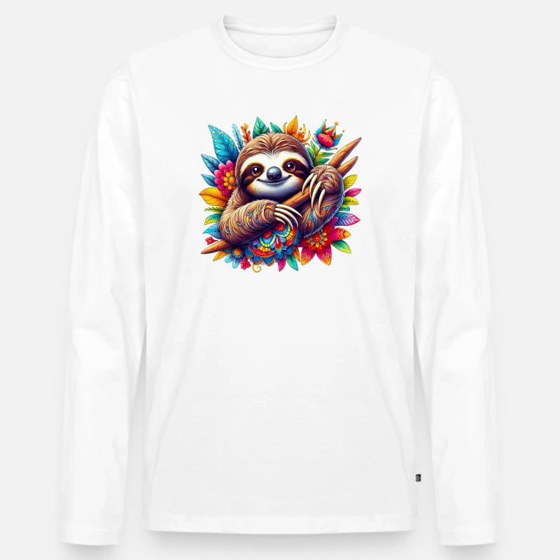 Faultier - Männer Premium Bio Langarmshirt - Weiß