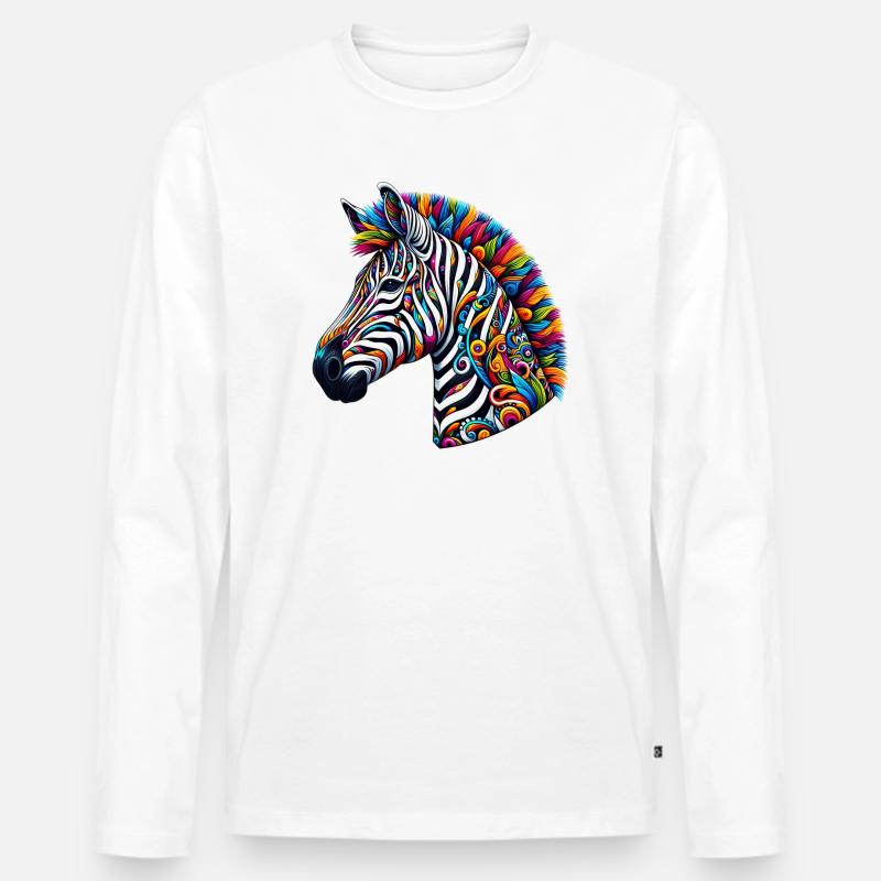 Zebra - Männer Premium Bio Langarmshirt - Weiß