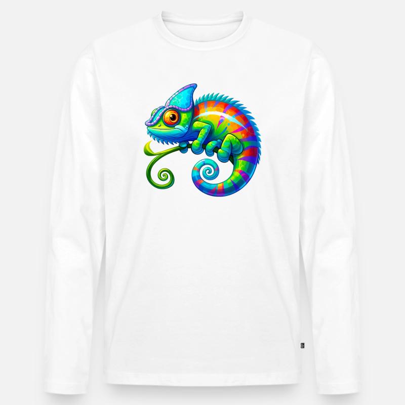 Chamäleon - Männer Premium Bio Langarmshirt - Weiß