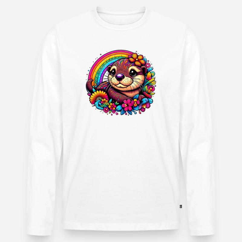 Otter - Männer Premium Bio Langarmshirt - Weiß