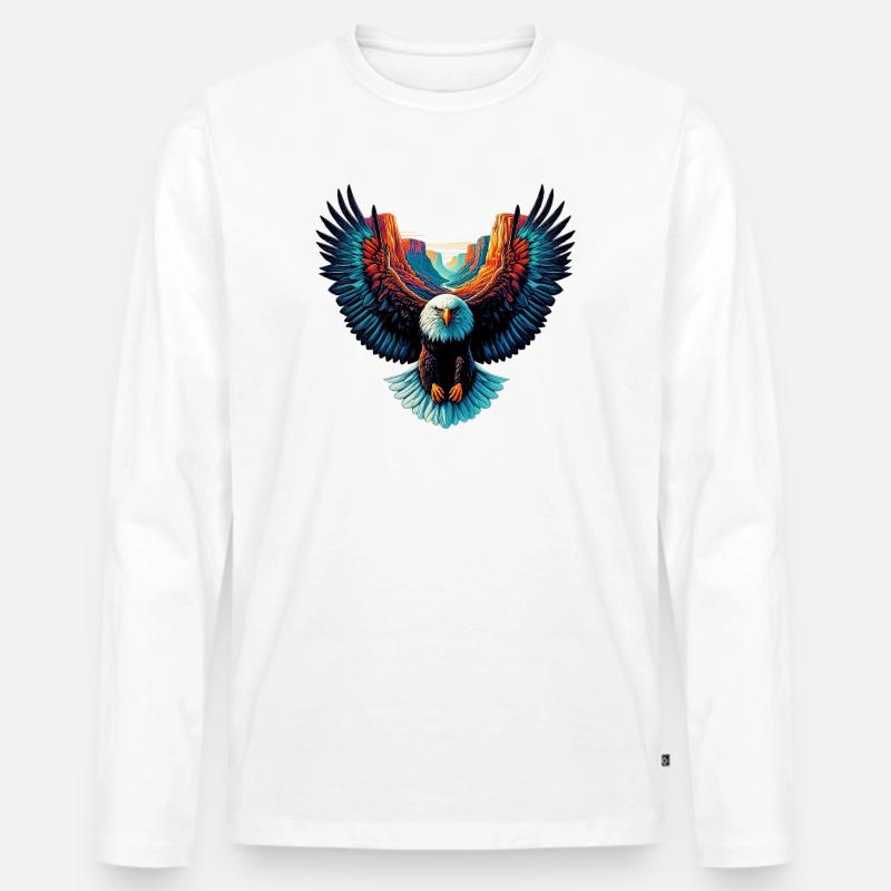 Adler - Männer Premium Bio Langarmshirt - Weiß