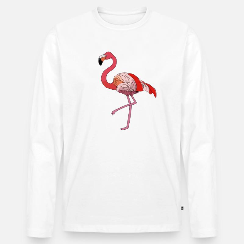 Flamingo - Männer Premium Bio Langarmshirt - Weiß