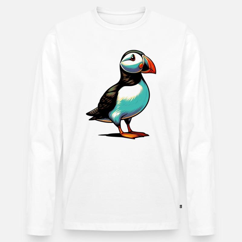 Papageitaucher - Männer Premium Bio Langarmshirt - Weiß