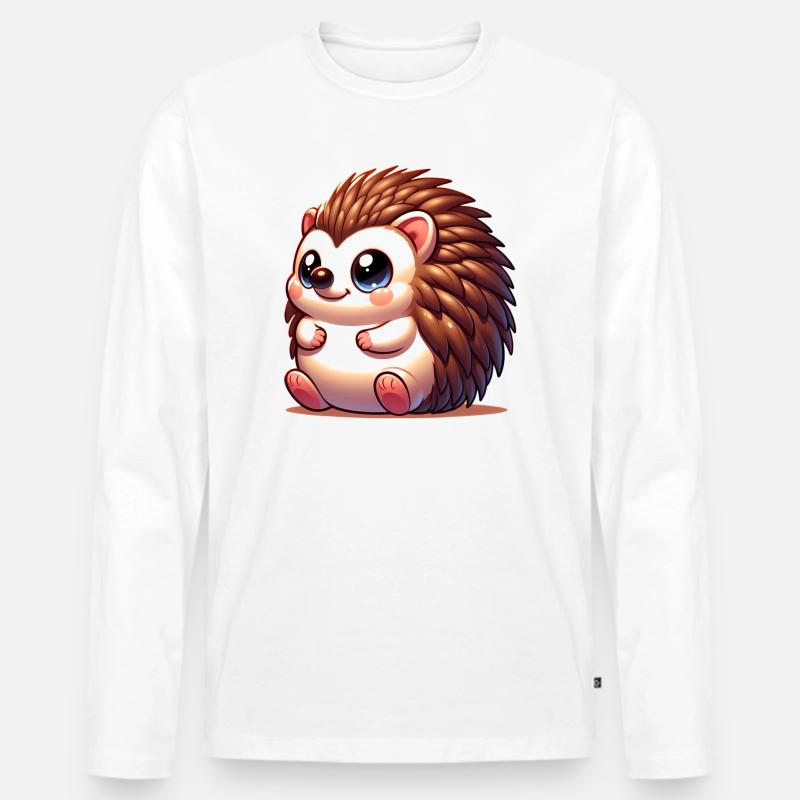 Igel - Männer Premium Bio Langarmshirt - Weiß