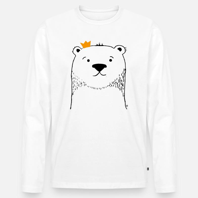 Theodore Eisbär - Männer Premium Bio Langarmshirt - Weiß