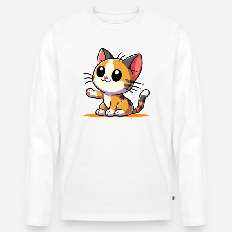Katze - Männer Premium Bio Langarmshirt - Weiß