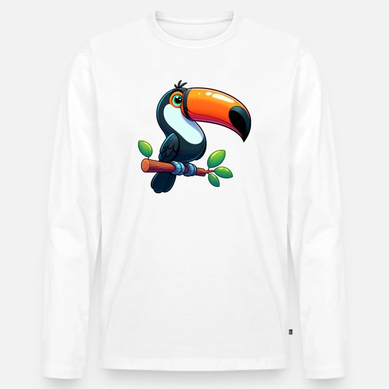 Tukan - Männer Premium Bio Langarmshirt - Weiß