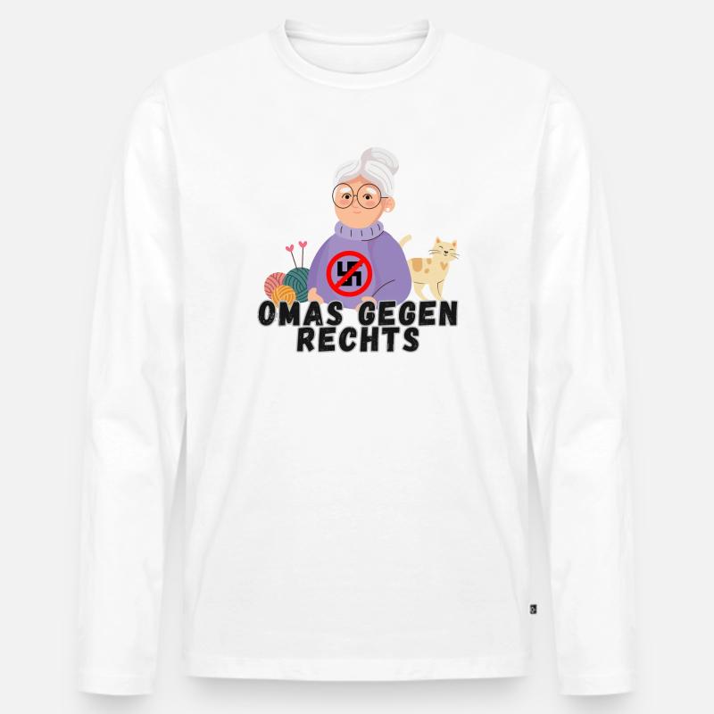 Omas gegen Rechts - Männer Premium Bio Langarmshirt - Weiß