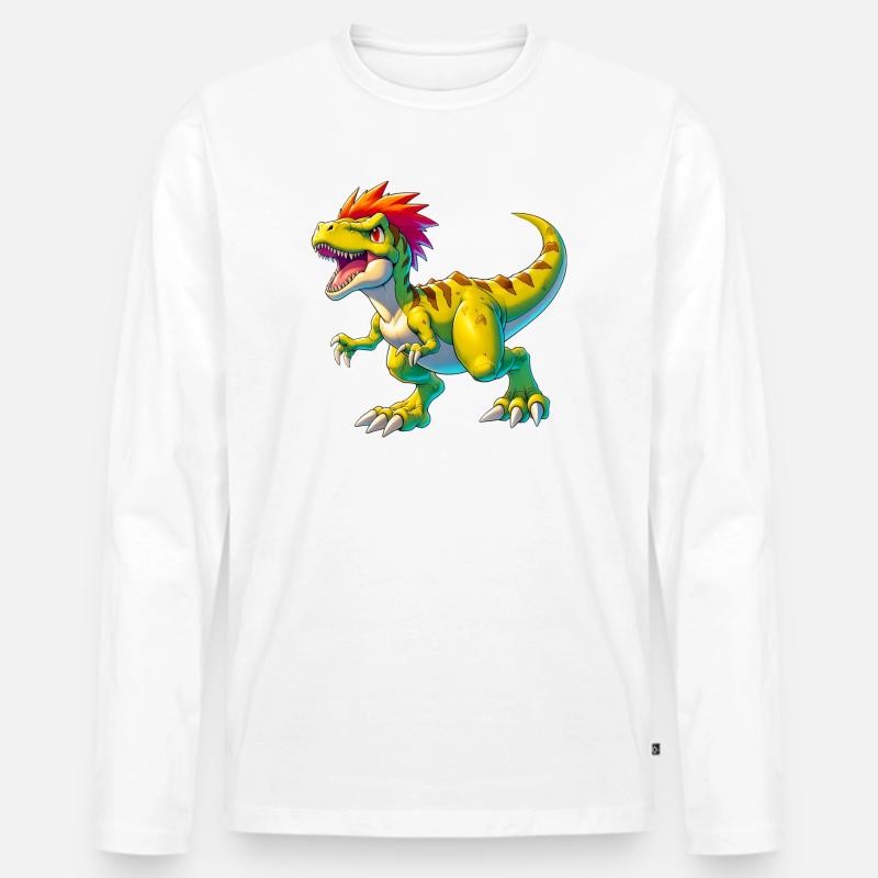 Dinosaurier - Männer Premium Bio Langarmshirt - Weiß