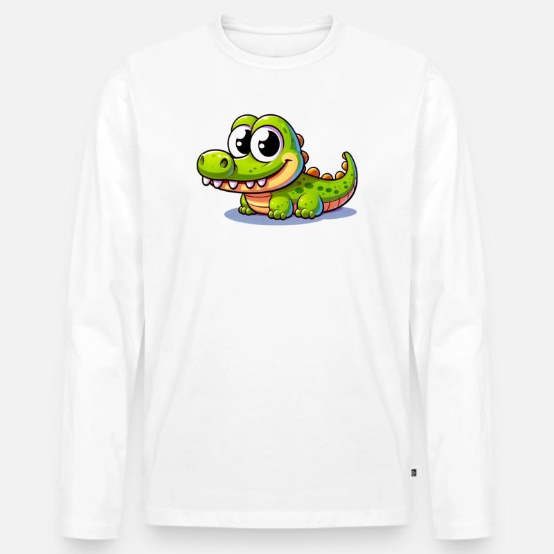 Alligator-Krokodil - Männer Premium Bio Langarmshirt - Weiß