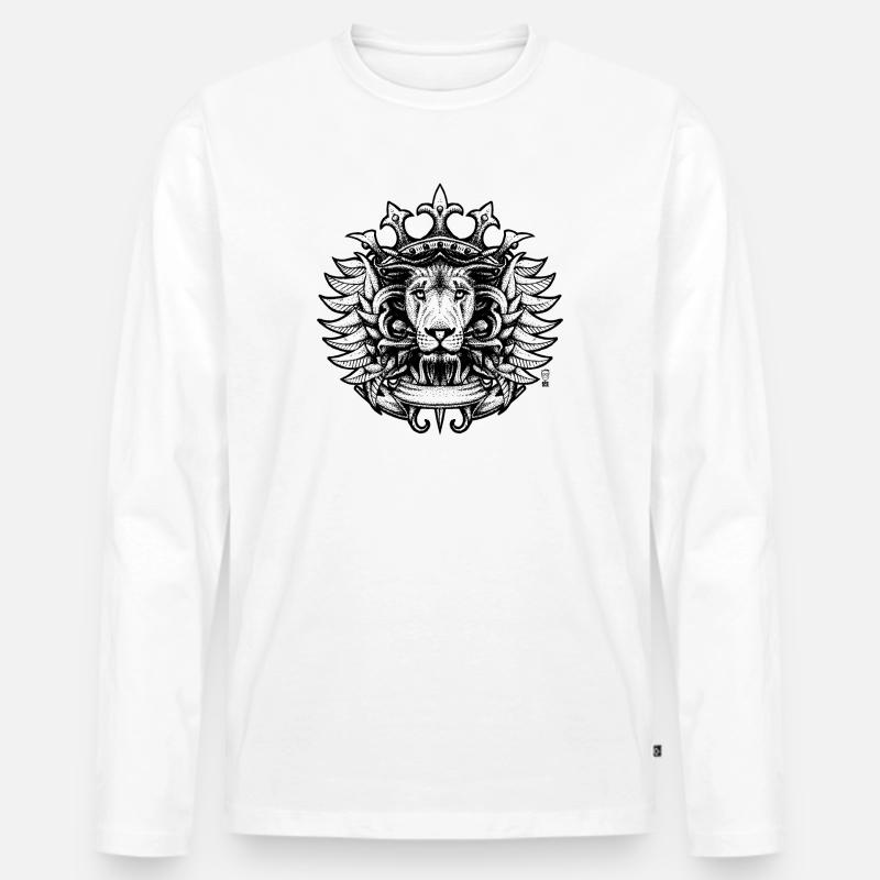 Lion Roi - Männer Premium Bio Langarmshirt - Weiß