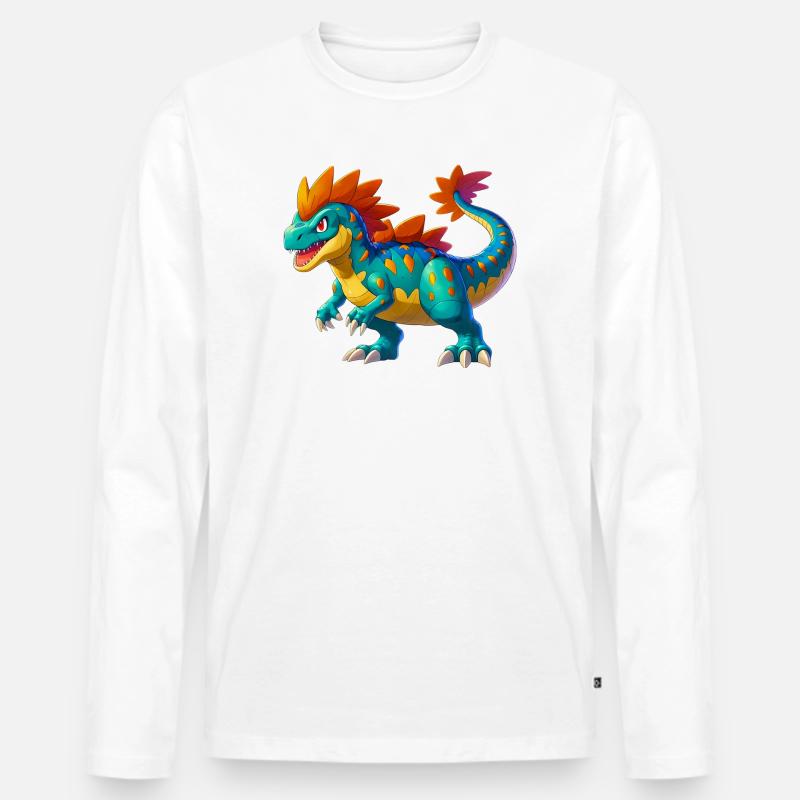 Dinosaurier - Männer Premium Bio Langarmshirt - Weiß