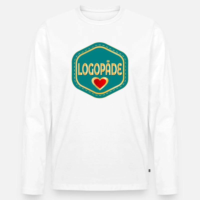 LOGOPÄDIE HERZ LOGOPÄDE - Männer Premium Bio Langarmshirt - Weiß