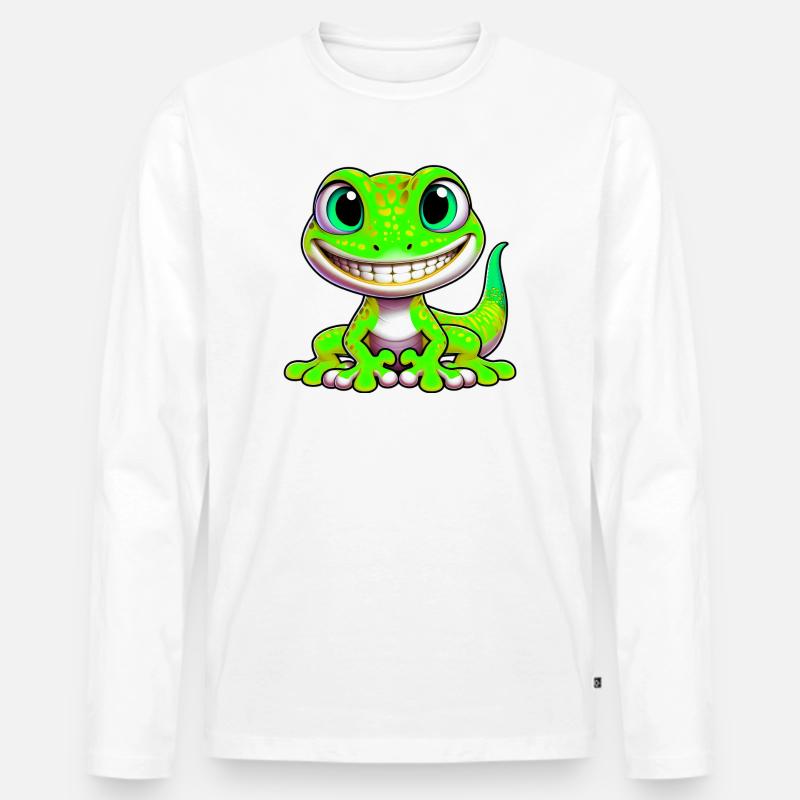 Gecko - Männer Premium Bio Langarmshirt - Weiß