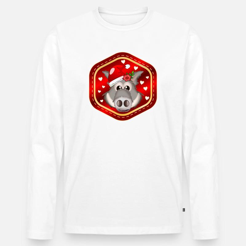 WEIHNACHTSGESCHENKE WILDSCHWEINE - Männer Premium Bio Langarmshirt - Weiß