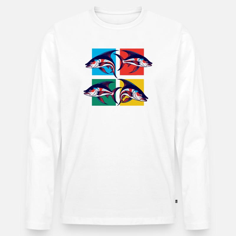 Fische - Männer Premium Bio Langarmshirt - Weiß
