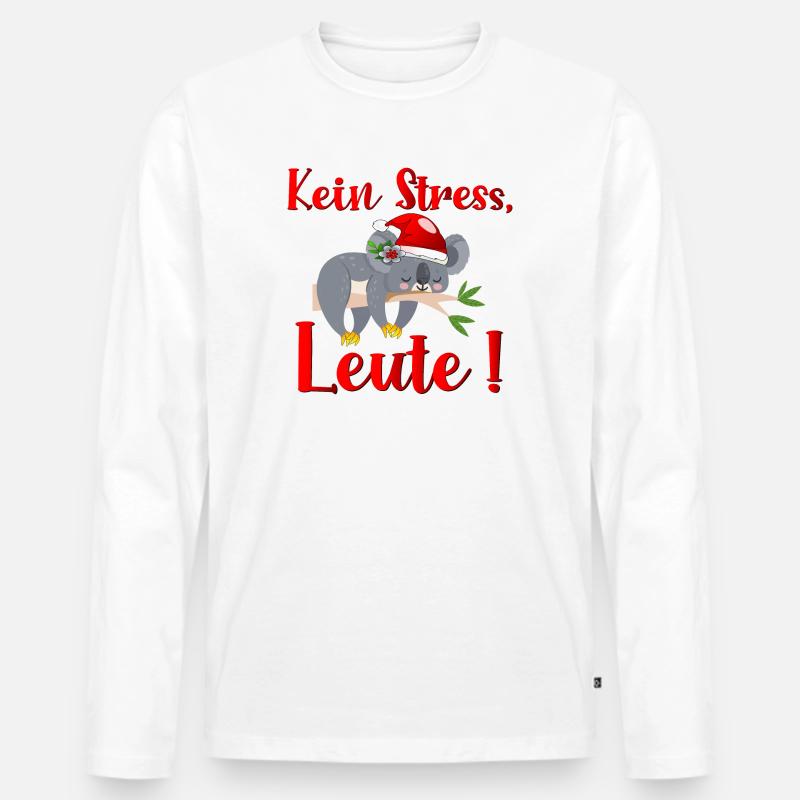WEIHNACHTEN STRESS KOALA BÄR - Männer Premium Bio Langarmshirt - Weiß