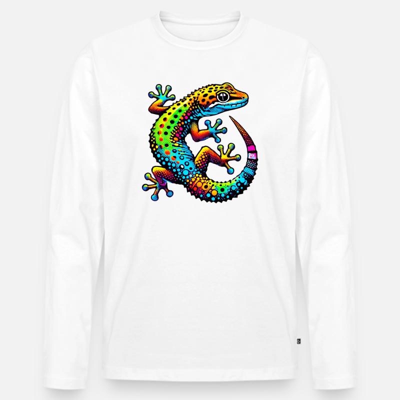 Gecko - Männer Premium Bio Langarmshirt - Weiß