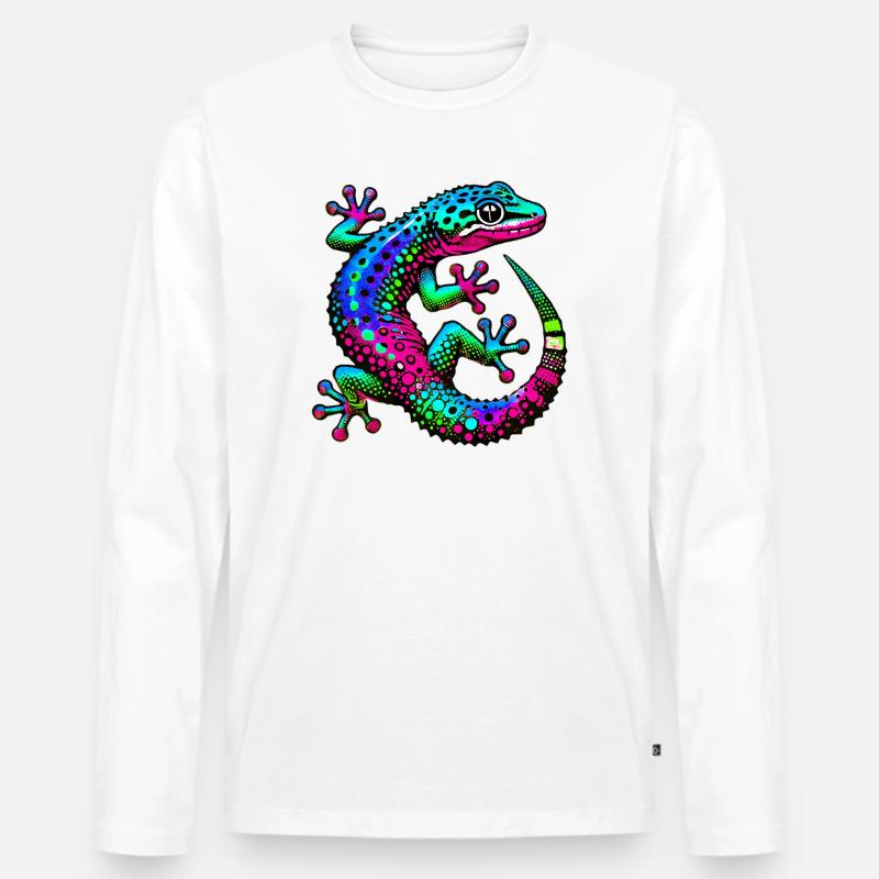 Gecko - Männer Premium Bio Langarmshirt - Weiß