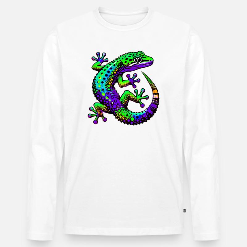 Gecko - Männer Premium Bio Langarmshirt - Weiß