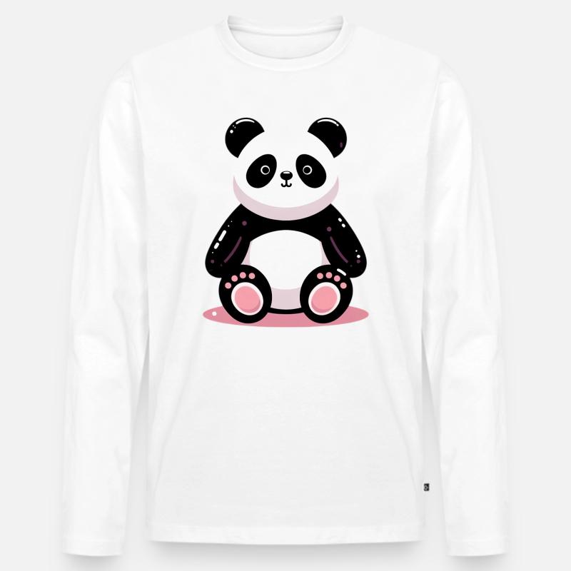 Panda - Männer Premium Bio Langarmshirt - Weiß