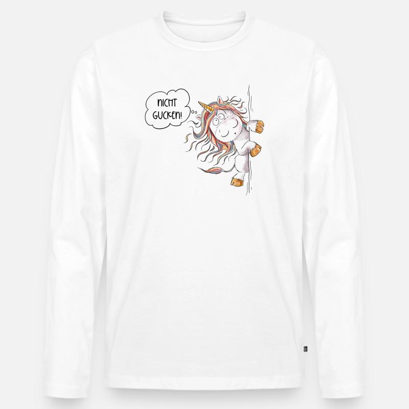 Guck Guck Regenbogen Einhorn Fantasy - Männer Premium Bio Langarmshirt - Weiß