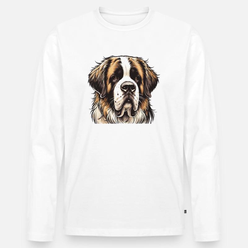 Bernhardiner - Männer Premium Bio Langarmshirt - Weiß