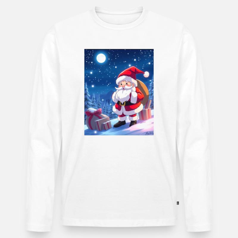 Weihnachts man mit Geschenke Sack - Männer Premium Bio Langarmshirt - Weiß