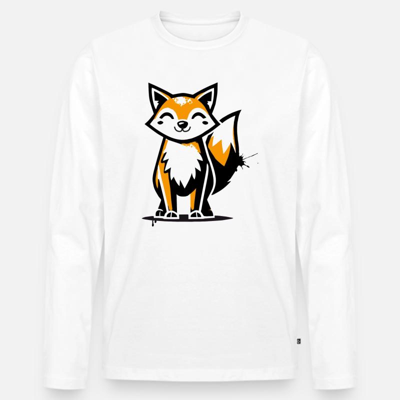 Moderner Fuchs im Stencil Graffiti-Design - Männer Premium Bio Langarmshirt - Weiß