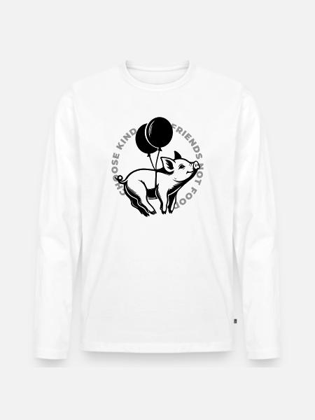 Schweine sind Freunde - Männer Premium Bio Langarmshirt - Weiß