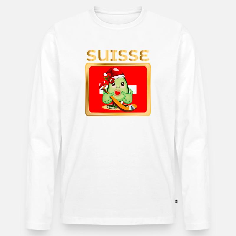 Weihnachtsmann SCHWEIZER EISHOCKEY-ANWALT - Männer Premium Bio Langarmshirt - Weiß