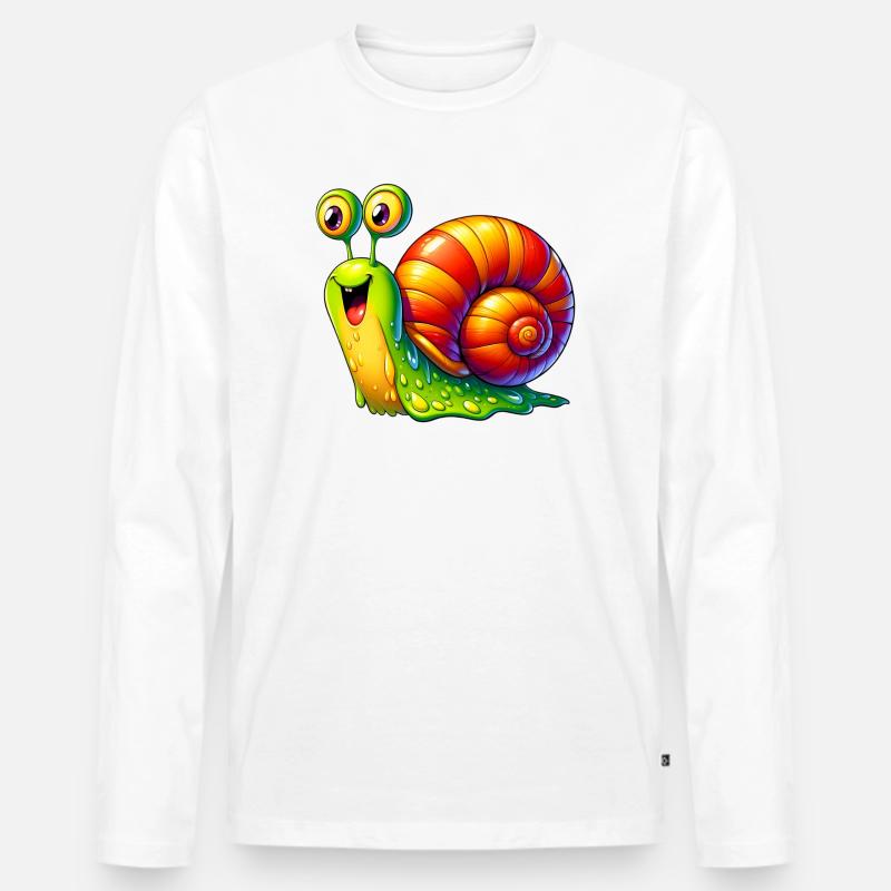 Schnecke - Männer Premium Bio Langarmshirt - Weiß