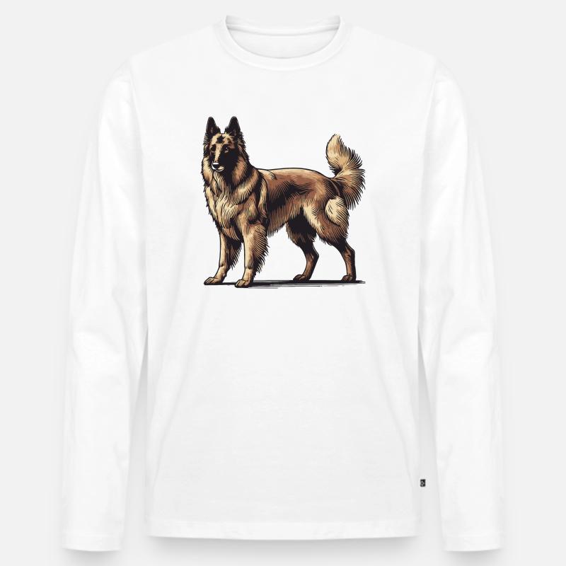 Schäferhund - Männer Premium Bio Langarmshirt - Weiß