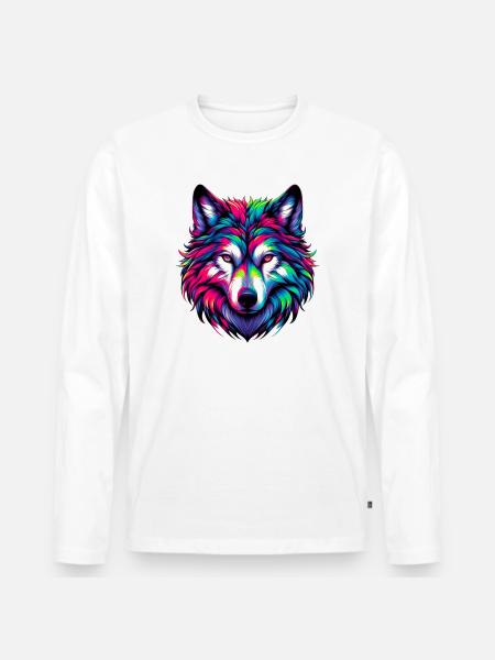Wolf - Men's Premium Organic Long Sleeve Shirt - white