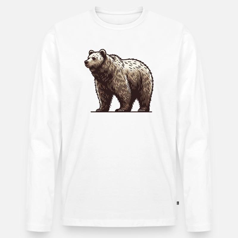 Grizzly - Männer Premium Bio Langarmshirt - Weiß