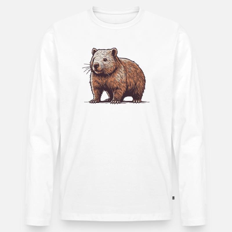 Wombat - Männer Premium Bio Langarmshirt - Weiß
