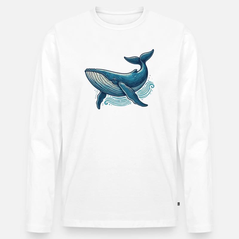 Blauwal - Männer Premium Bio Langarmshirt - Weiß