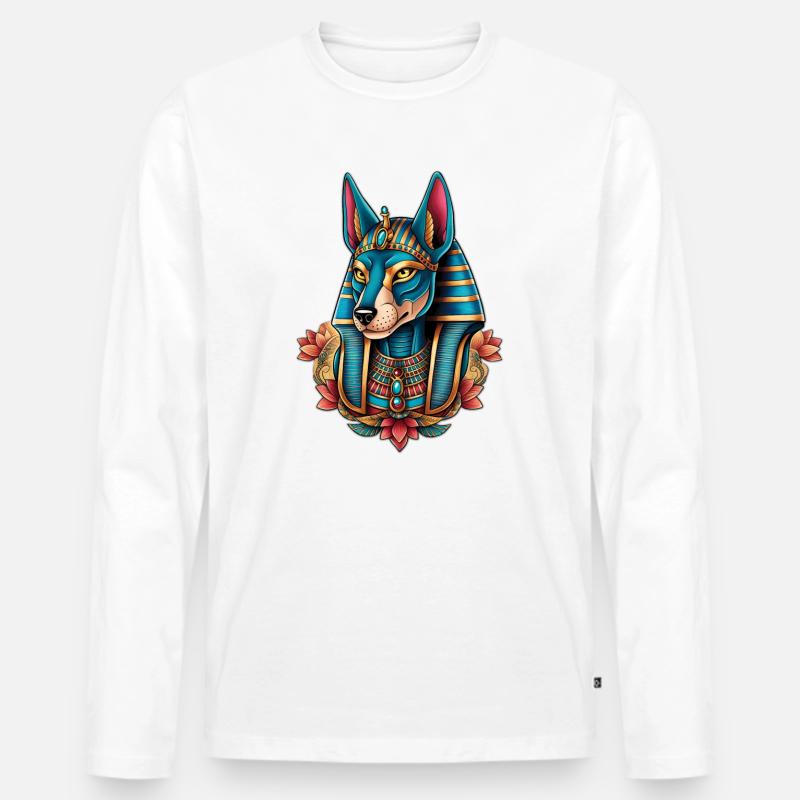 Illustration von Anubis - Männer Premium Bio Langarmshirt - Weiß