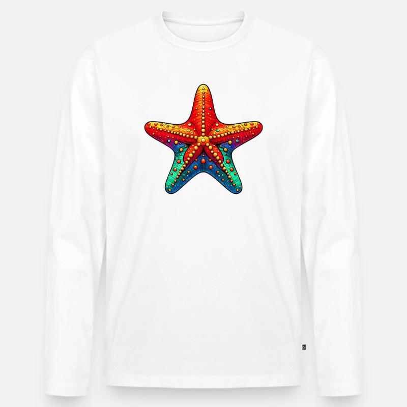 Seestern - Männer Premium Bio Langarmshirt - Weiß