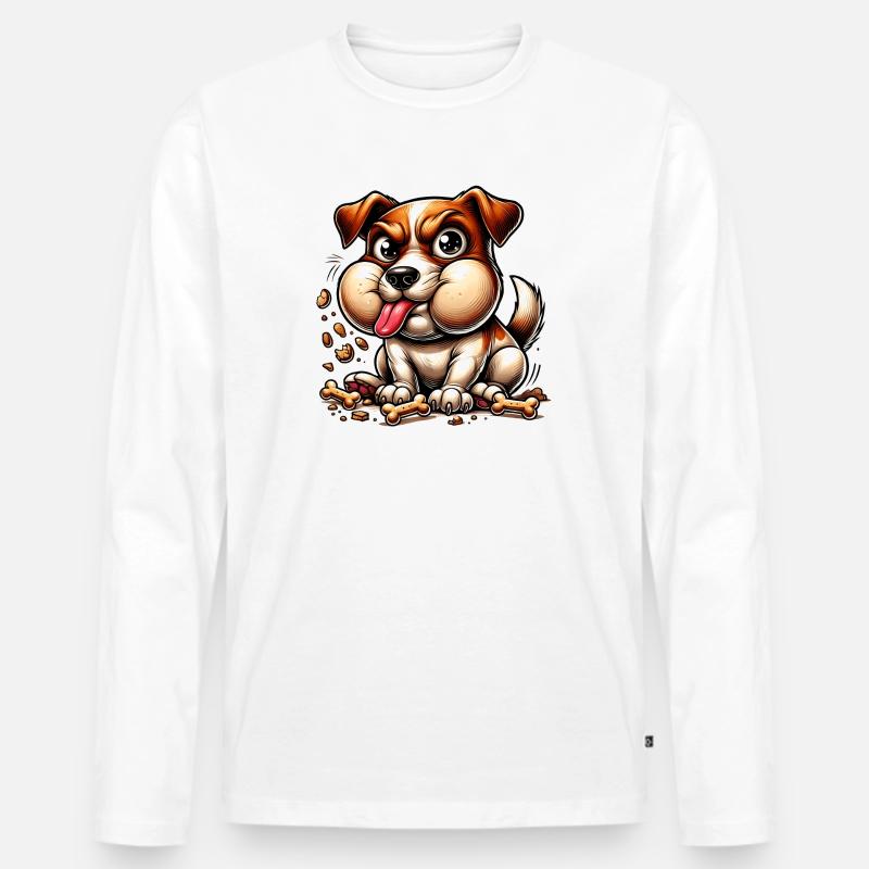 Jack Russell Terrier Leckerlie Design - Männer Premium Bio Langarmshirt - Weiß