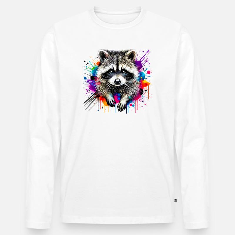 Waschbär - Männer Premium Bio Langarmshirt - Weiß