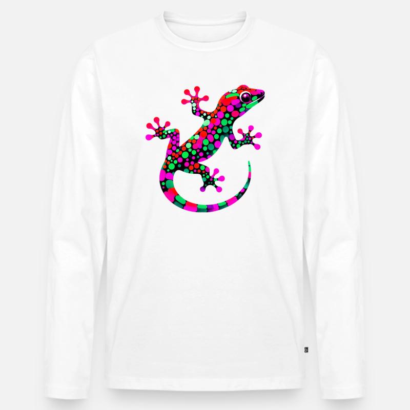 Gecko - Männer Premium Bio Langarmshirt - Weiß