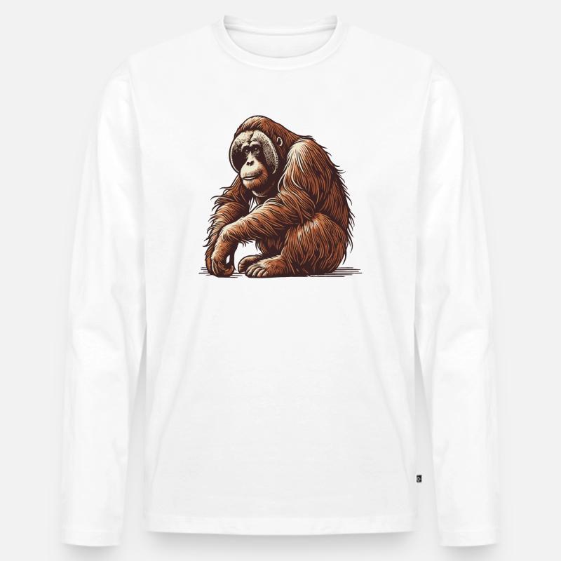 Orang Utan - Männer Premium Bio Langarmshirt - Weiß