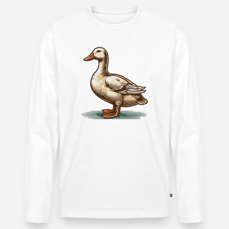 Ente - Männer Premium Bio Langarmshirt - Weiß