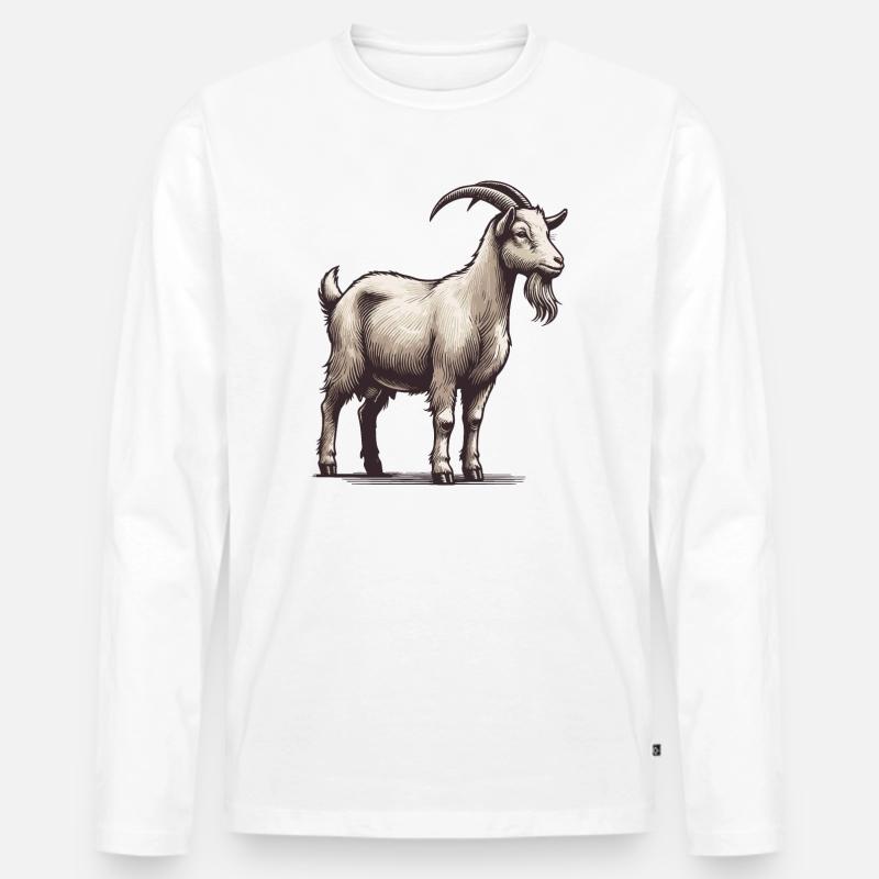 Ziege - Männer Premium Bio Langarmshirt - Weiß
