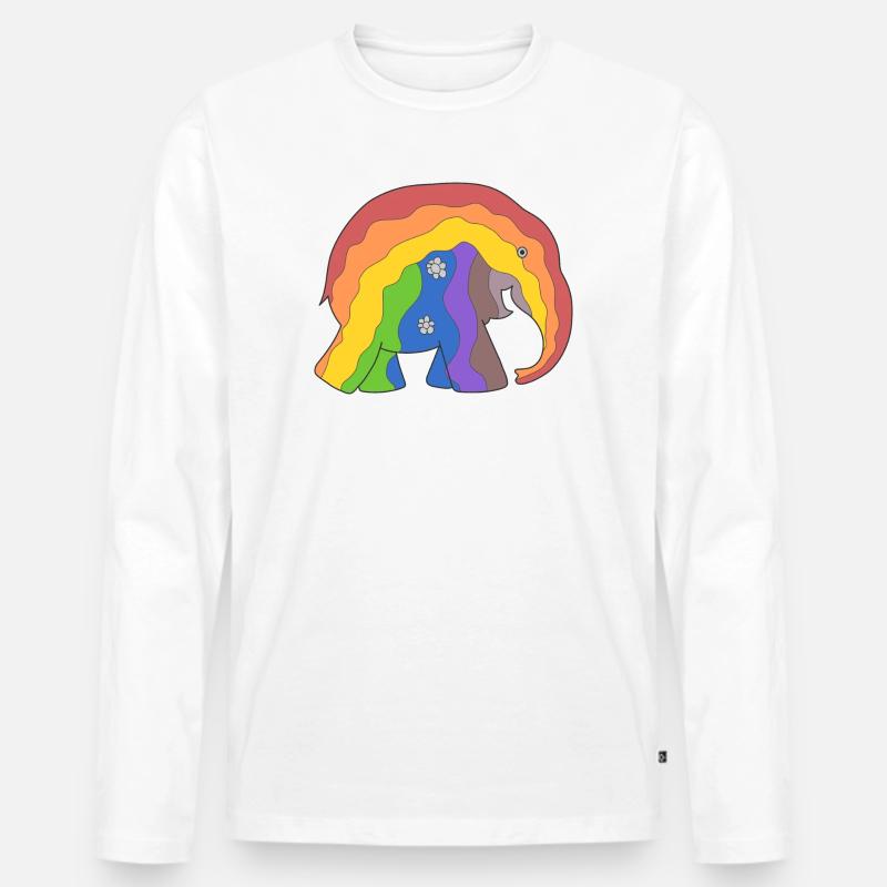 Elefant - Männer Premium Bio Langarmshirt - Weiß