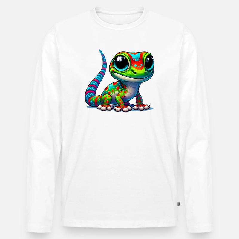Gecko - Männer Premium Bio Langarmshirt - Weiß